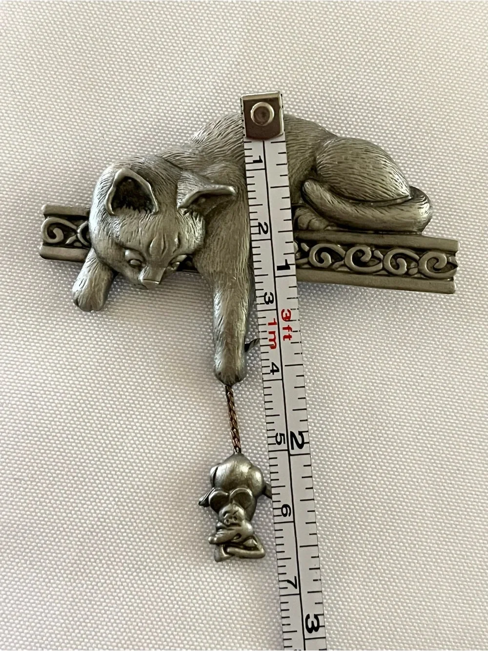 Vintage Jonette Cat And Mouse Pewter Brooch